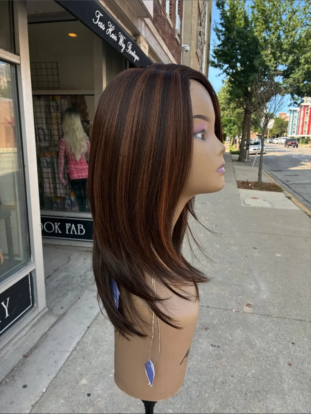 Brown Straight Layered Women's Wig - Sleek Natural Finish